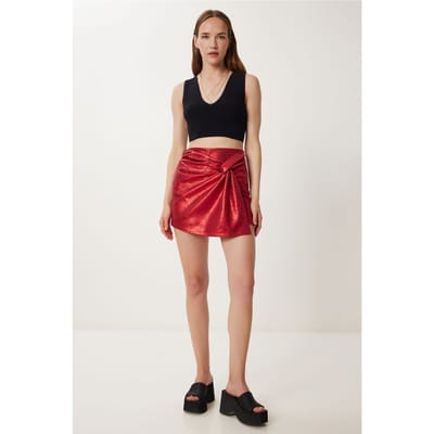 Hoge Taille Mini Rok met Strikdetail