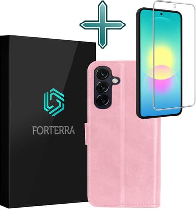 Hoesje Met Screenprotector - Geschikt voor Samsung Galaxy A27 - Luxe Pasjeshouder - Flipcase - Bookcase Portemonee - Flip Case - Kunstleer Book Case - Book Cover - Walletcase - Portemonneehoes - Lichtroze