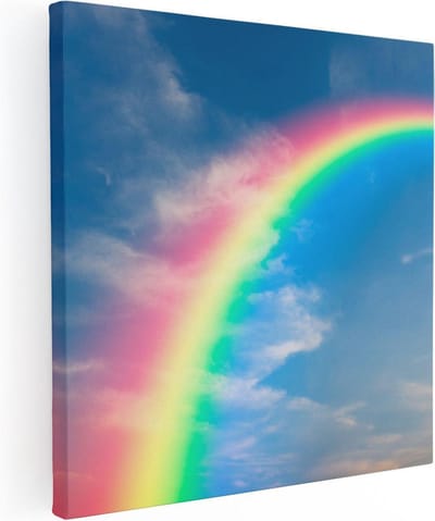 Artaza Canvas Schilderij Regenboog - 30x30 cm - Klein - Wanddecoratie Wolken - Muurdecoratie Natuur - Kamer Accessoires