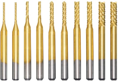 Cosensi - Carbide Shank Cutter - Freesbits - Titanium Coating - Snijdend Gereedschap - Voor Hout, Aluminium, Staal - 10 Stuks