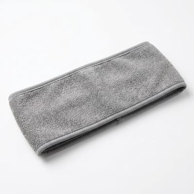 Grijze spa haarband dames – brede elastische badstof hoofdband – comfortabele make up en gezichtsreiniging haarband – zachte rekbare spa band voor skincare en wellness