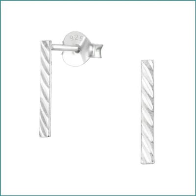 Aramat Jewels | Oorbellen | Geometrische Zilveren Oorbellen | Gestreept-12x2mm | |10mm | Zilver | Kinderen, Volwassenen | Verkleurd niet