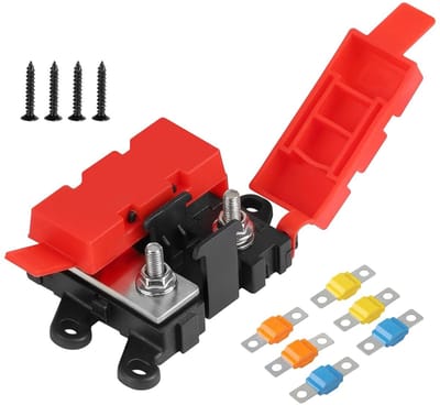 2-Way Midi Fuse Houder voor Boot, Caravan, Trailer en Auto Audio - Inclusief 30A, 60A, 100A Zekeringen en Siliconen Rubber, Betrouwbare Stroomverdeler voor Diverse Toepassingen