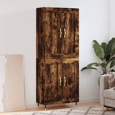 vidaXL - Hoge - kast - 69,5x34x180 - cm - bewerkt - hout - gerookt - eikenkleurig
