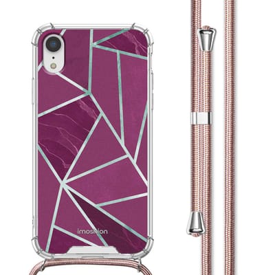 imoshion Hoesje - Geschikt voor Apple iPhone XR - Design Hoesje met Koord - Bordeaux Graphic