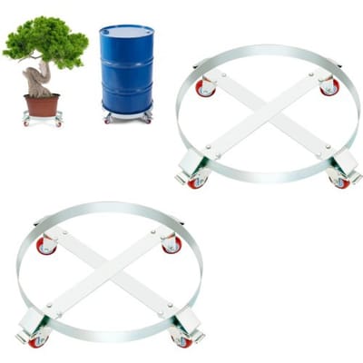 VEVOR 2x Vatenrol 250L Transportrol Koolstofstalen rolbord Binnendiameter Ø 607mm Vatenwagen met 4 universele wielen met remmen Trolley Transportwagen voor het vervoeren van vaten tot 454 kg