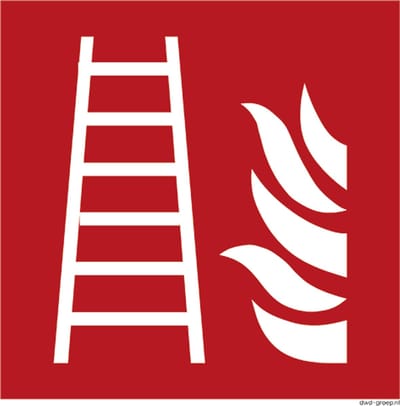 Brandladder bord 200x200 mm - kunststof - ISO 7010 F003