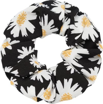 Scrunchie met bloemen zwart
