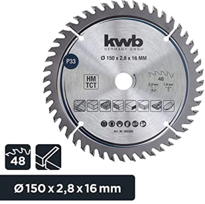 Timmermans cirkelzaagblad 150 x 16 mm - Fijne sneden met hoge tandenaantal voor hout en hardhout