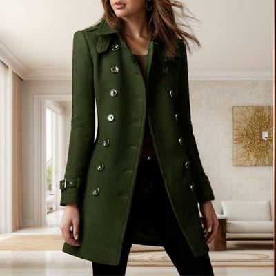 Herfst en Winter Wollen Jas Dames Medium en Lang Dubbelrijgsknoop Mode Wollen Jas XXXL black