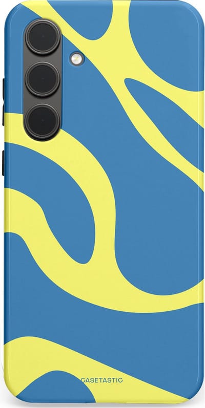 Casetastic hoesje geschikt voor Samsung Galaxy S24 Plus - Dubbellaagse bescherming - Blauwe Gele Zee Stranden - Fashion Case - Lavendel Goud Lichtblauw