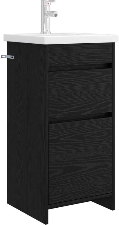 vidaXL - Badkamer - Vanity - met - Wastafel - Zwart - eiken - 42 - x - 40 - x - 84,5 - cm