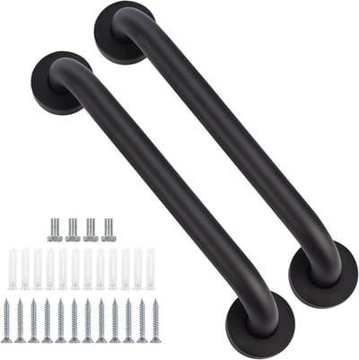 Badkamer Grijp Bar - Veiligheid Handgreep - Extra Stabiliteit - Verborgen Schroef - 2 Stuks 60 cm - Zwart