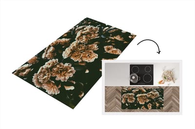 Keukenloper - Loper keuken - Bloemen - Wild - Bruin - 120x60 cm - Keukenloper vinyl