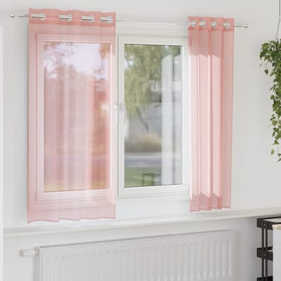 vidaXL - Gordijnen - voile - met - doorvoertules - 2 - st - 140x175 - cm - roze