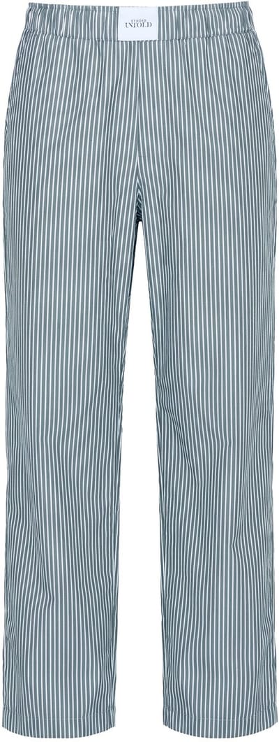 Studio Untold - Dames - Broek wijde pijpen strepen patch elastische tailleband - Donkergroen - Maat 46