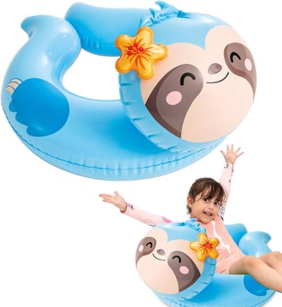 Zwembad opblaasartikelen voor kinderen van 2-6 jaar, zwemmende wasbeer 21½" (55cm) rubberen ring zwembad drijvers zwembad speelgoed voor kinderen, zwemring met staarten voor jongens en meisjes zomer