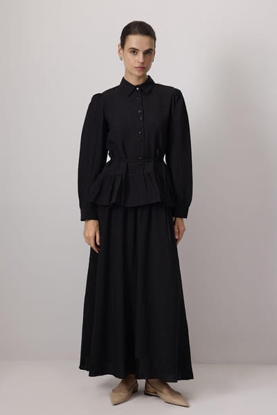 Touché Privé - Set van blouse en rok met ruches - Zwart - Dames