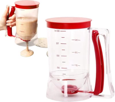 Deeg Dispenser - Beslag Maker - Bakken Maken - Lekvrij Ontwerp - 900 ml Capaciteit - Rood