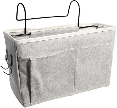 Opbergtas Geschikt voor naast het bed, hangende opbergmand, waterdichte canvas opbergtas, Geschikt voor stapelbedden, studentenkamers, bedhekjes en stoelen (grijs).