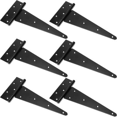 Schuur Deur Scharnieren - Zwarte Tee Scharnieren - Hekken Bevestigen - Roestvrij Smeedijzer - 30 cm Lengte - Zwart