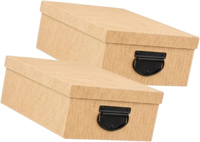5Five Spullen Opbergdoos box - 2x - goudgeel - 28 x 20 x 11 cm - Karton - Diverse toepassingen - Opslagbox - Fivebox