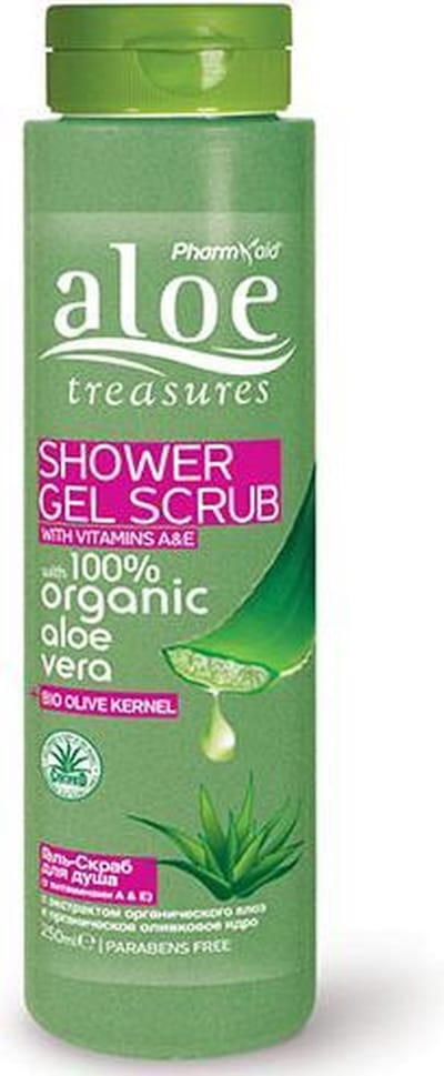 Pharmaid Aloe Treasures Natuurlijke Douchegel Scrub - Verkwikkende Reiniging met Aloë Vera en Olijfzaden | Beauty Skincare 250ml