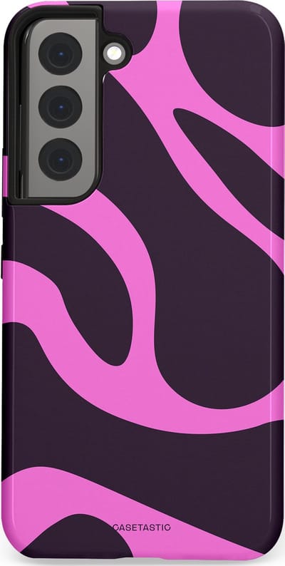 Casetastic hoesje geschikt voor Samsung Galaxy S22 - Dubbellaagse bescherming - Roze Paarse Lavendel Abstractie - Fashion Case - Donkergrijs Roze
