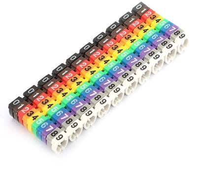 Dailygoods- Kabelmarkering C-vormig - Gecodeerde Clip - Draadidentificatie - Kleurrijke Nummering - 10 Stuks - Geschikt voor 0,75-7 mm² - Draadlabel