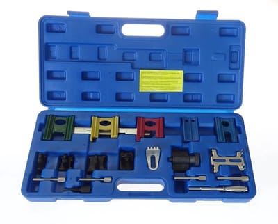 universele distributie gereedschap 19 delig - nokkenas blokkeergereedschap adapters- borgpennen - afstel en balanceerpen - vliegwielblokkeer tool