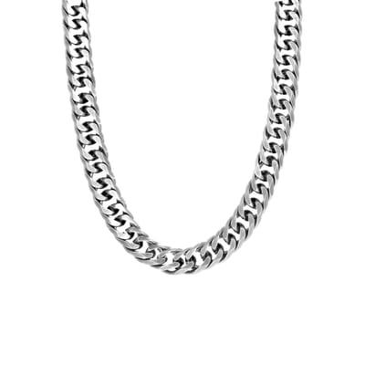 Lucardi Heren Gerecycled stalen herenketting gourmetschakel - Ketting - Staal - Zilverkleurig - 70 cm