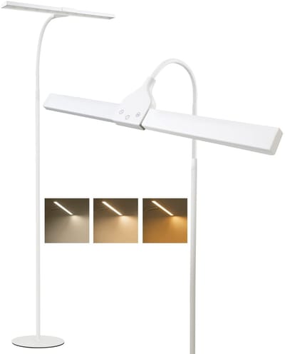 NETTLIFE Vloerlamp LED - Wit - 156cm - Touch Dimbaar - Moderne Staande Lampen - met 360 ° Zwanenhals - 10W Leeslamp - 40min Timer en Geheugenfunctie - voor Slaapkamer | Woonkamer | Studie