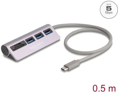 Delock 3 Port USB 5 Gbps Hub including SD and Micro SD Card Reader with USB Type-C™ connector