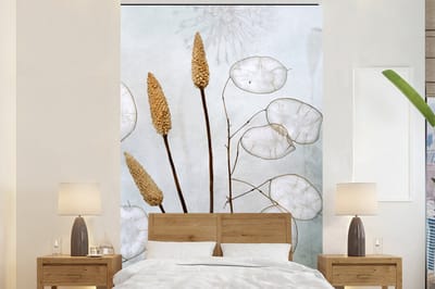 Behang - Fotobehang Stilleven - Droogbloemen - Natuur - Breedte 200 cm x hoogte 300 cm