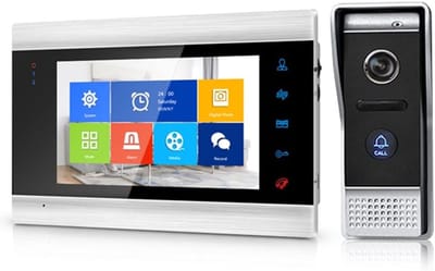 Video Deurintercom Systeem - Beveiligingscamera Deurbel - Thuisbeveiliging Monteren - 7 Inch Kleurenscherm - 23.8 x 14.4 cm - Zwart