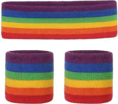 KIMU® Kind Zweetbandjes Set Regenboog - Kinder Hoofdband Polsbandjes Sporten Turnen Polsband Polsbandje Fitness Kinderen Festival