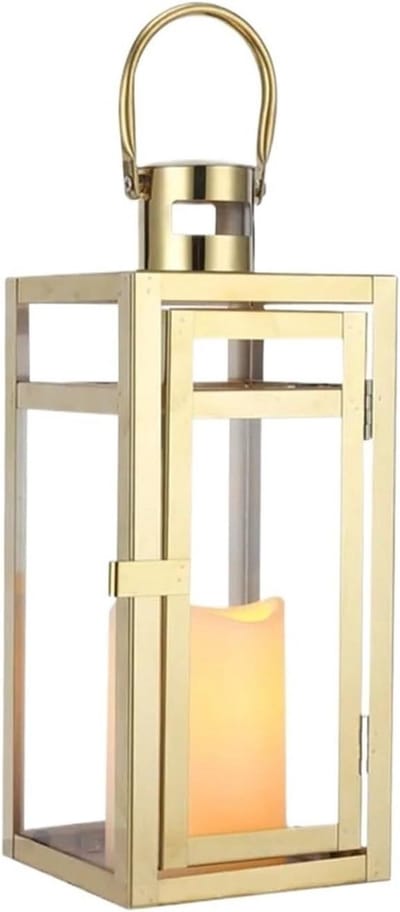 Decoratieve lantaarn - Kandelaar houder - Sfeerverlichting creëren - Vintage design - 1 stuk - Goud