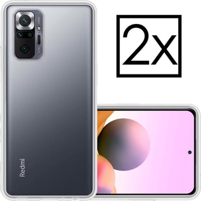 Hoesje - 2 Stuks - Geschikt voor Xiaomi Redmi Note 10 Pro - Sterk & Shockproof - Case Siliconen - Back Cover - Telefoon Hoes - Transparant