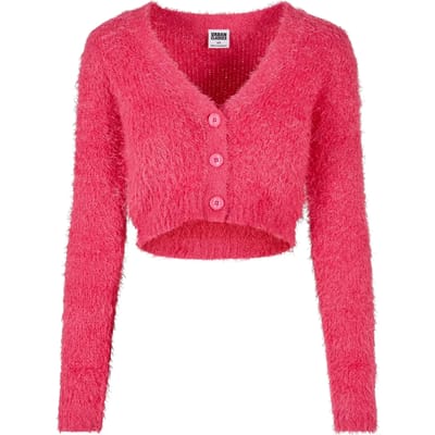 Urban Classics - Cropped Feather Cardigan - XL - Roze