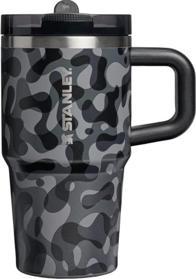STANLEY Quencher ProTour Flip Straw Tumbler 20oz (Black Interfusion) - Lekvrije Drinkbeker met Rietje & Handvat – RVS Geïsoleerd – BPA-vrij – Cupholder Geschikt