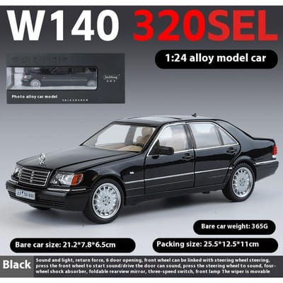 1:24 W140 320Sel Classic Limousine Legering Diecast Modelauto Geluid En Licht Collectie Hobby's Decoraties Cadeau