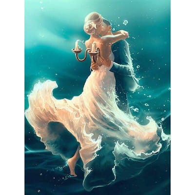 Peinture diamant baiser en mer, broderie 5D, strass ronds complets, point de croix 20X30CM blue