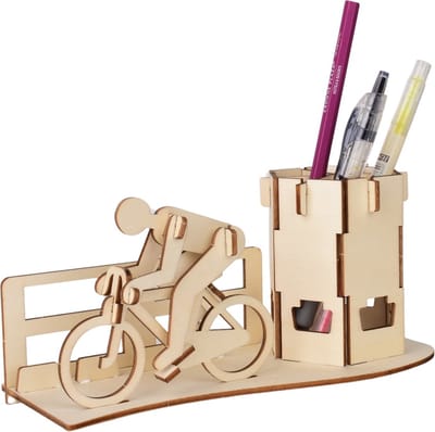 Bouwpakket 3D Houten Puzzel Pennenbak Wielrennen