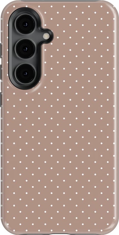 Micro Dots Tough Hoesje Samsung Galaxy S24 | Geschikt Voor Mag | Stippen Motief Backcover Samsung Galaxy S24 Mocha Confetti