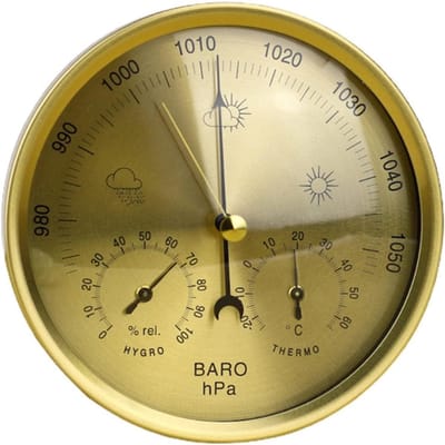 Weerstation Instrument - Barometer Thermometer - Weersvoorspelling Buiten - Drie Functies - 132 mm - Goud