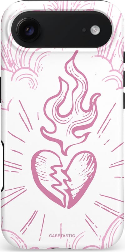 Casetastic hoesje geschikt voor Apple iPhone Air - MagSafe - Dubbellaagse bescherming - Roze Liefdesvlam - Fashion Case - Wit Lichtroze