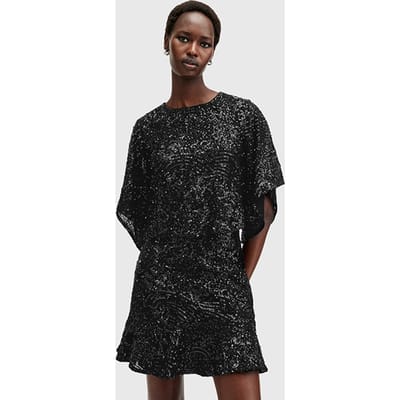 AllSaints Ivy Emb Top Black Maat: 2 | Blouses Outlet | Dames | Zwart