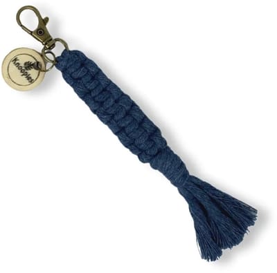Macramé Sleutelhanger - Square Knots - Petrol Blauw - Katoenkoord - Prijs per Stuk - Inclusief Verzendkosten