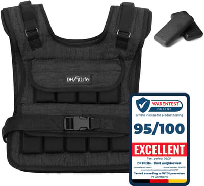 DH FitLife Verstelbaar Gewichtsvest 20 KG, Compact en Stabiel voor Spieropbouw en Krachttraining, Verzwaarde vest, Hardloopvest voor Dames en Heren, Fitnessvest, Trainingsvest