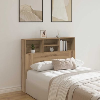 vidaXL - Hoofdbordkast - 120x19x103,5 - cm - bewerkt - hout - artisanaal - eiken